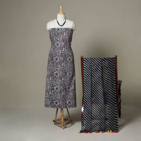 Brown - 2pc unstitched sanganeri dress material