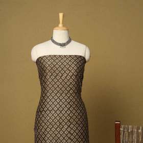 Brown - 3pc akola printed chanderi silk unstitched suit