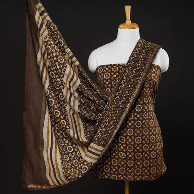  3pc Akola Block Printed Cotton Suit Material Set 