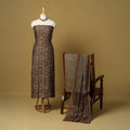 Brown - 3pc akola printed chanderi silk unstitched suit