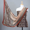 Brown 3pc Bagru Block Printed Chanderi Silk Suit Material Set