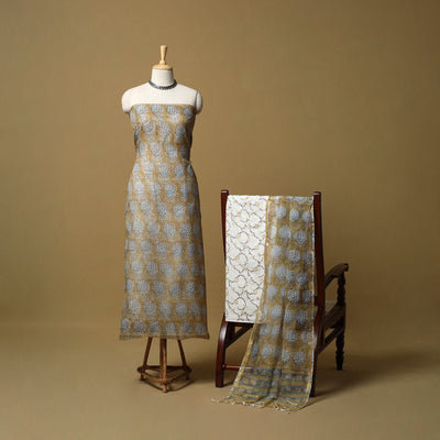 3pc kota doria cotton sanganeri unstitched dress material