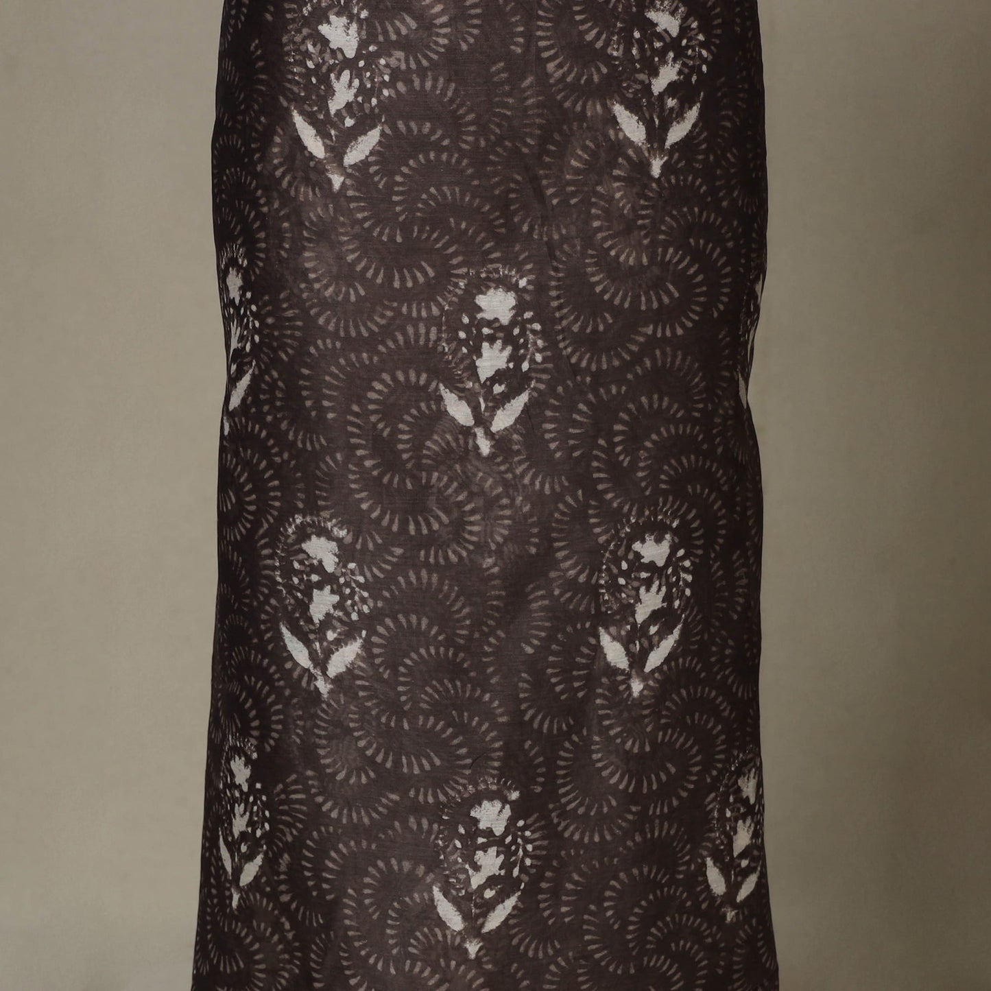 Brown - 3pc chanderi silk unstitched sanganeri dress