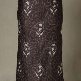 Brown - 3pc chanderi silk unstitched sanganeri dress