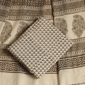 Brown 3pc Cotton Bagh Print Suit Material Set