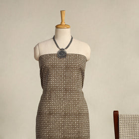 Brown 3pc Cotton Bagh Print Suit Material Set