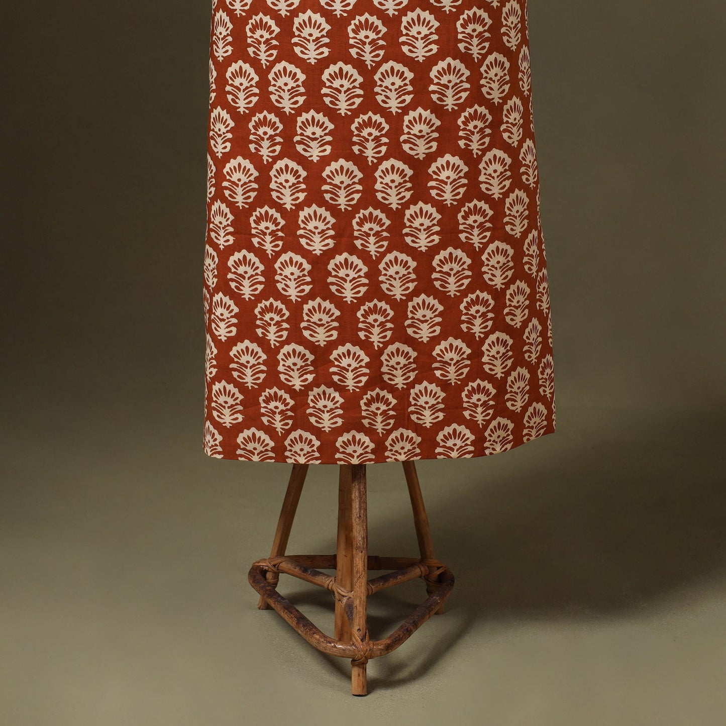 Brown - 3pc cotton bagru unstitched dress material 26