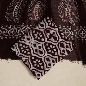 Buy Brown 3pc Cotton Hand Batik Print Dress Material