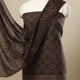  3pc Cotton Brown Jaipur Print Dress Material