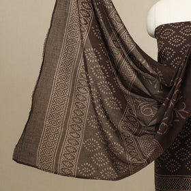  3pc Cotton Brown Jaipur Print Dress Material
