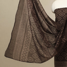  3pc Cotton Brown Jaipur Print Dress Material