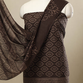  3pc Cotton Brown Jaipur Print Dress Material