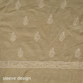 Buy Brown 3pc Cotton Lucknow Embroidery Chikankari Dress Material