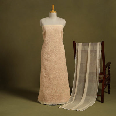 Buy 3pc Cotton Lucknow Embroidery Chikankari Dress Material 