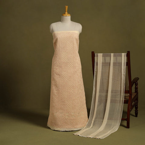 Buy 3pc Cotton Lucknow Embroidery Chikankari Dress Material 