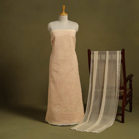 Buy 3pc Cotton Lucknow Embroidery Chikankari Dress Material 