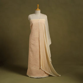 Buy 3pc Cotton Lucknow Embroidery Chikankari Dress Material 