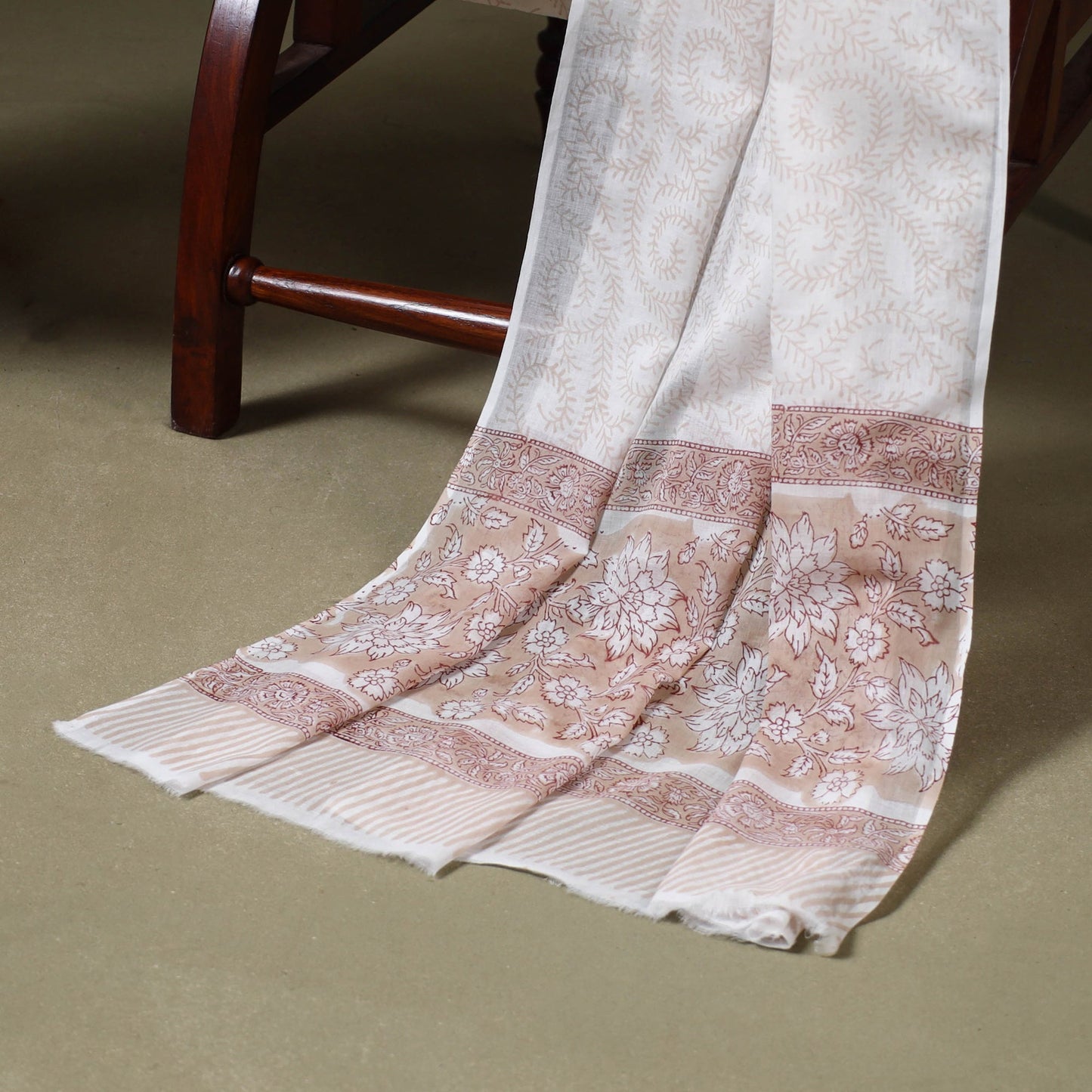 Brown - 3pc cotton sanganeri unstitched dress material 19