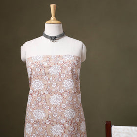 Brown - 3pc cotton sanganeri unstitched dress material 19