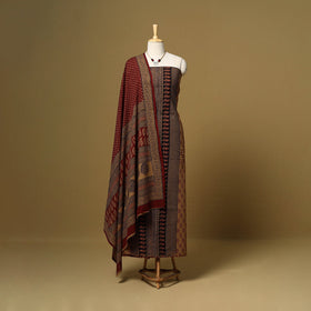 Brown - 3pc cotton unstitched bagh dress material