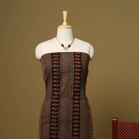 Brown - 3pc cotton unstitched bagh dress material