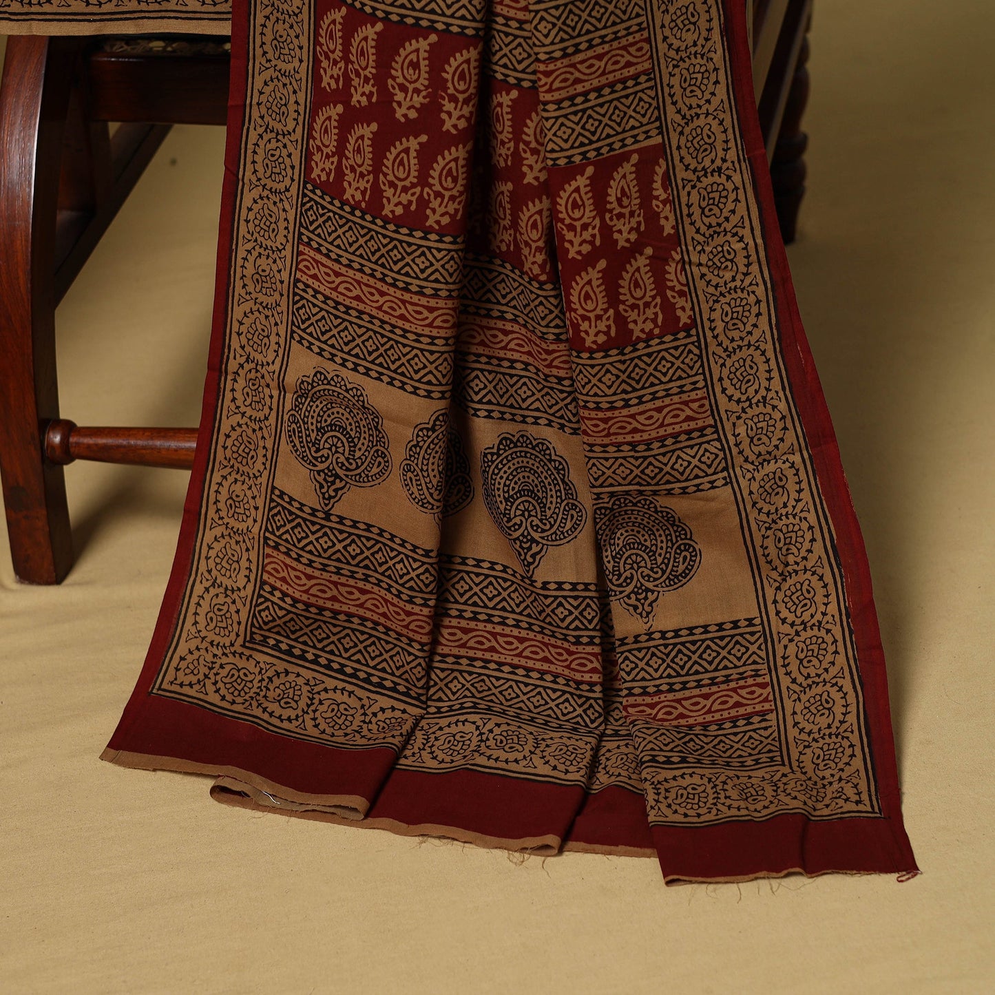 Brown - 3pc cotton unstitched bagh dress material