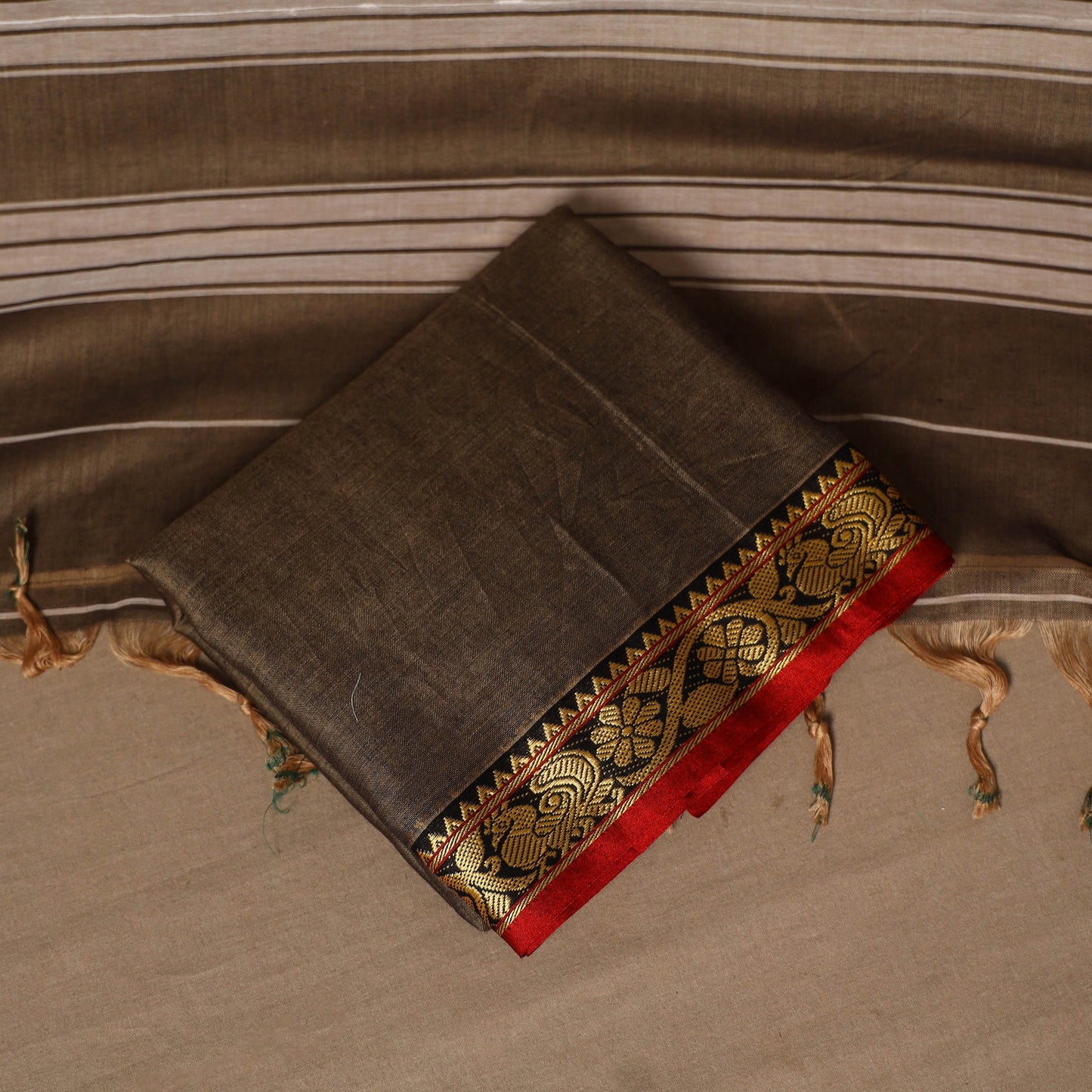 Brown - 3pc cotton unstitched dharwad dress material 04