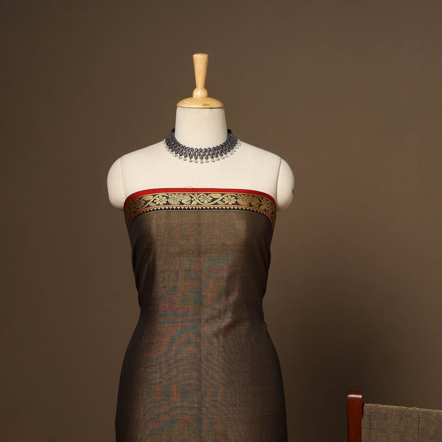 Brown - 3pc cotton unstitched dharwad dress material 04