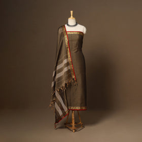 Brown - 3pc cotton unstitched dharwad dress material 04