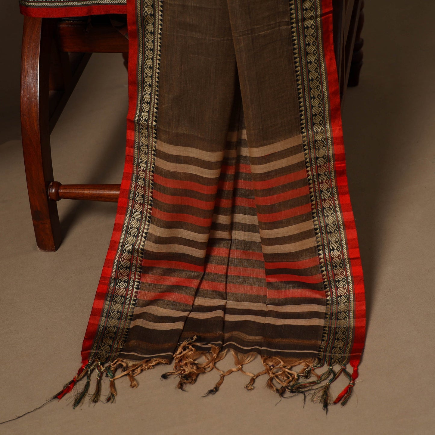 Brown - 3pc cotton unstitched dharwad dress material 14