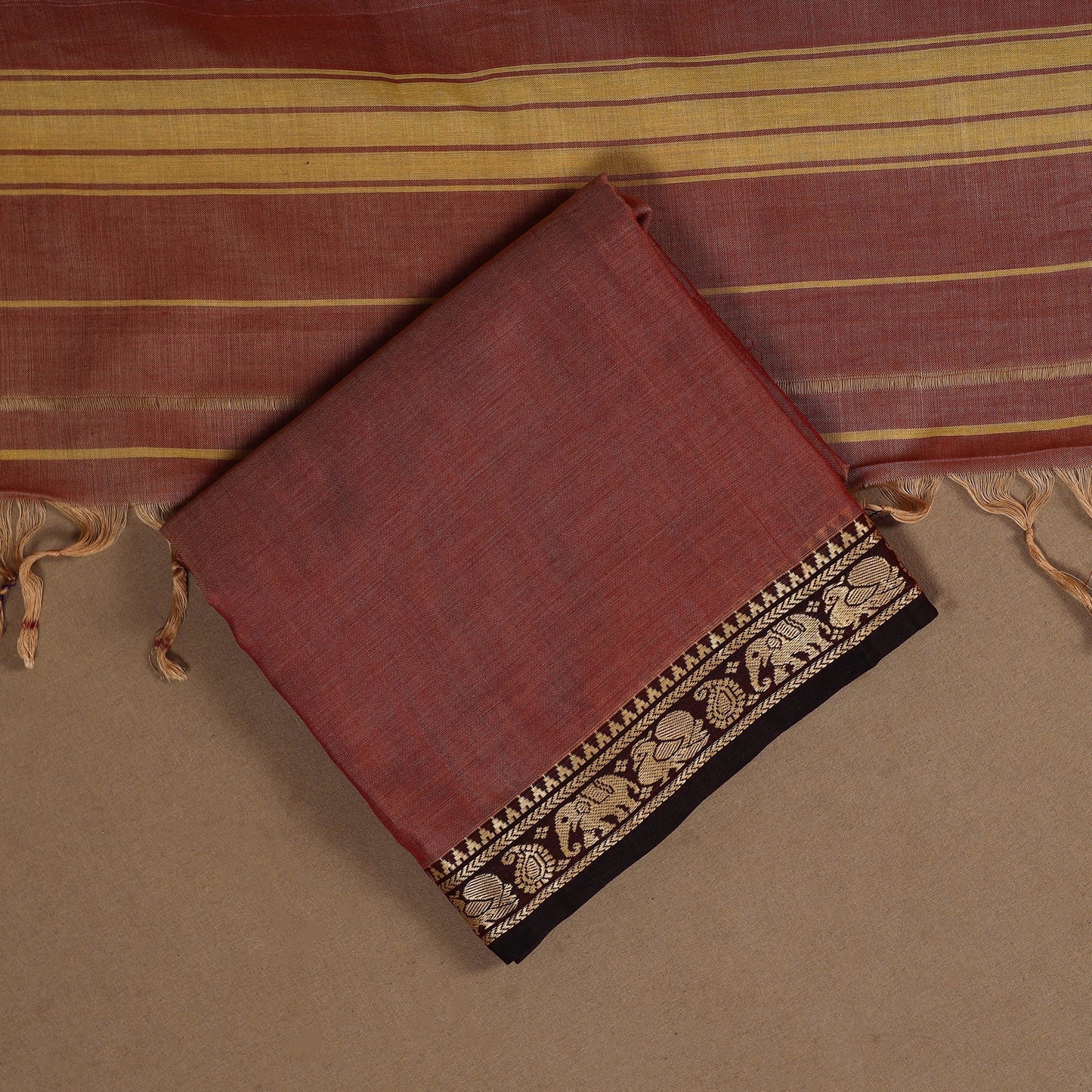 Brown - 3pc cotton unstitched dharwad dress material