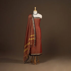 Brown - 3pc cotton unstitched dharwad dress material