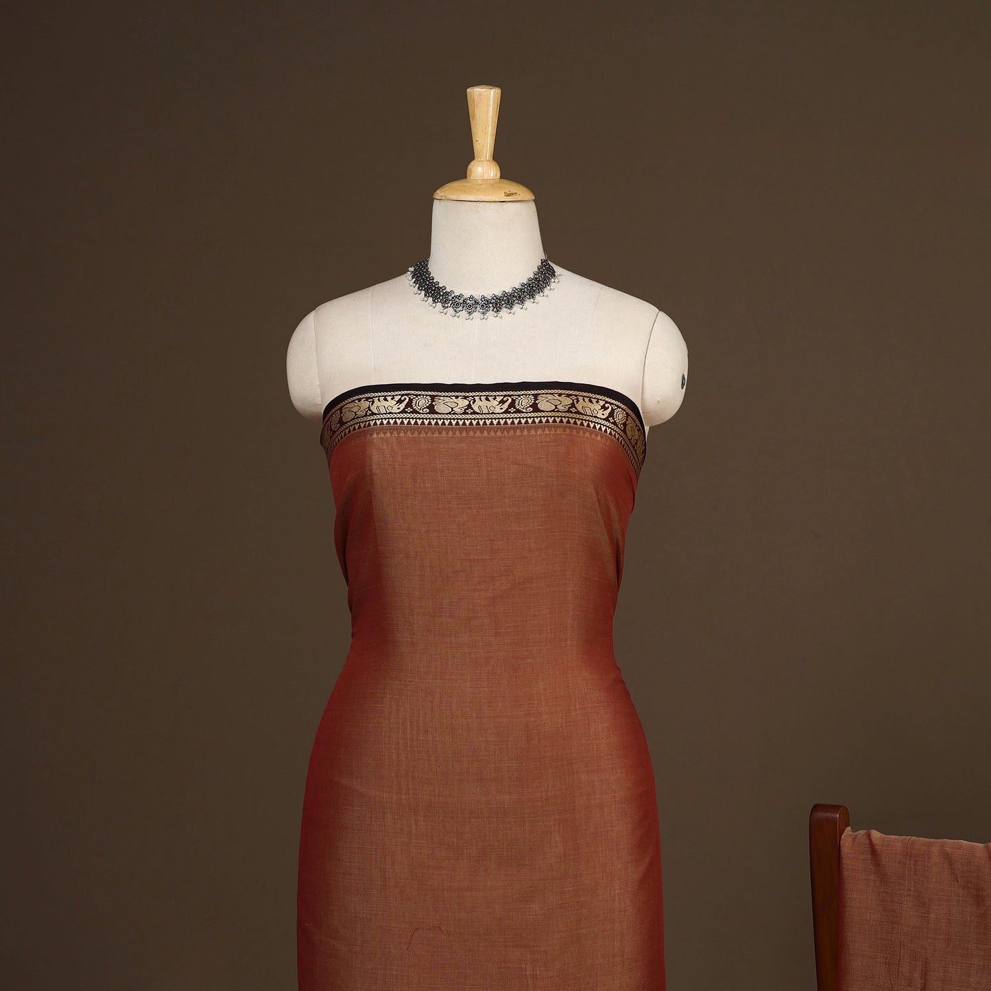 Brown - 3pc cotton unstitched dharwad dress material