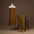 Brown - 3pc cotton unstitched dharwad dress material