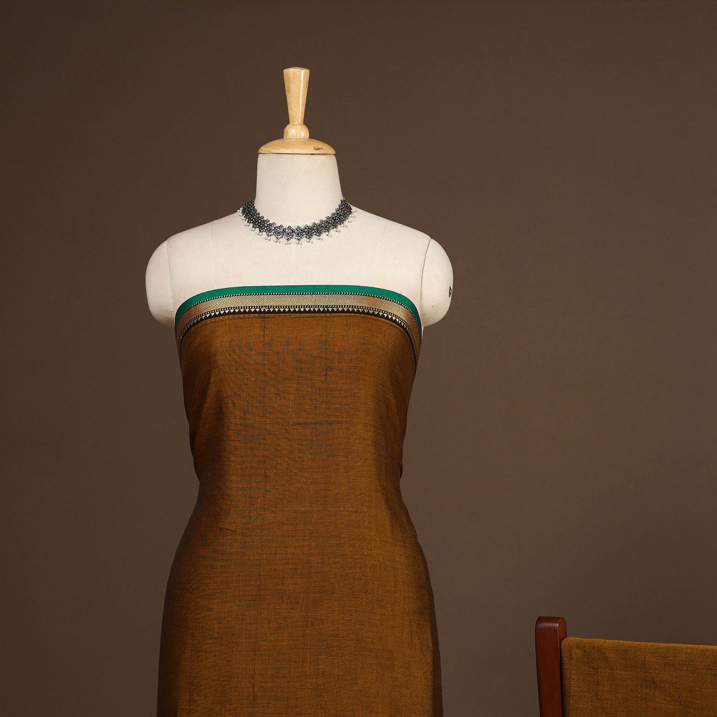 Brown - 3pc cotton unstitched dharwad dress material