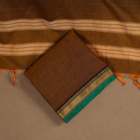 Brown - 3pc cotton unstitched dharwad dress material