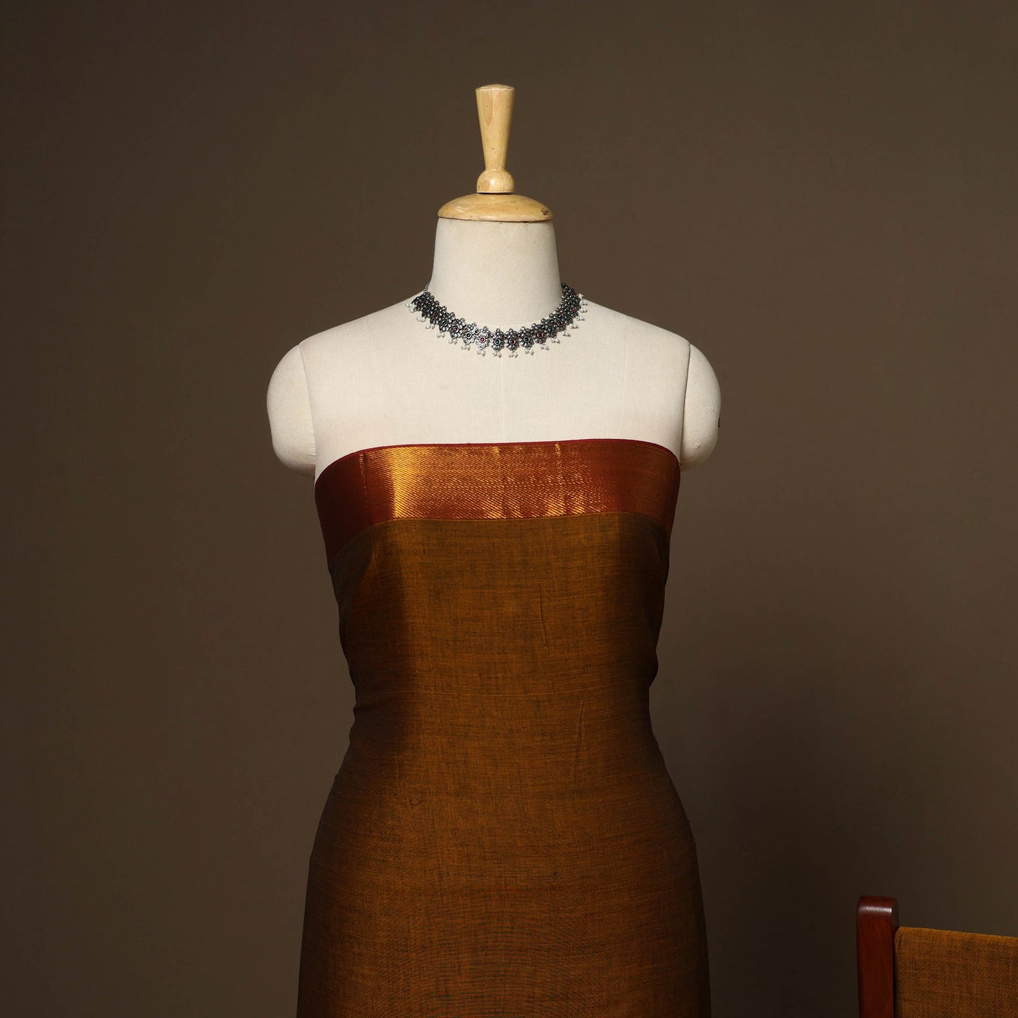 Brown - 3pc cotton unstitched dharwad dress material