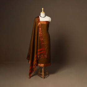 Brown - 3pc cotton unstitched dharwad dress material