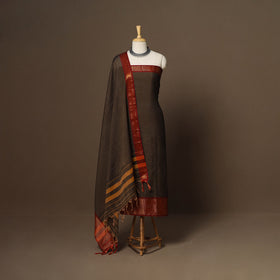 Brown - 3pc cotton unstitched dharwad dress material