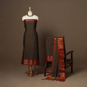 Brown - 3pc cotton unstitched dharwad dress material