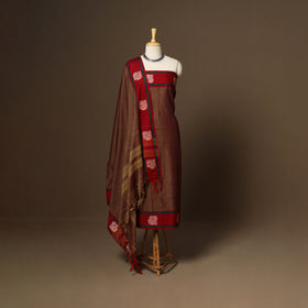 Brown - 3pc cotton unstitched dharwad dress material