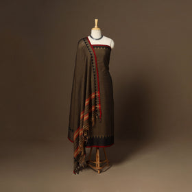 Brown - 3pc cotton unstitched dharwad dress material