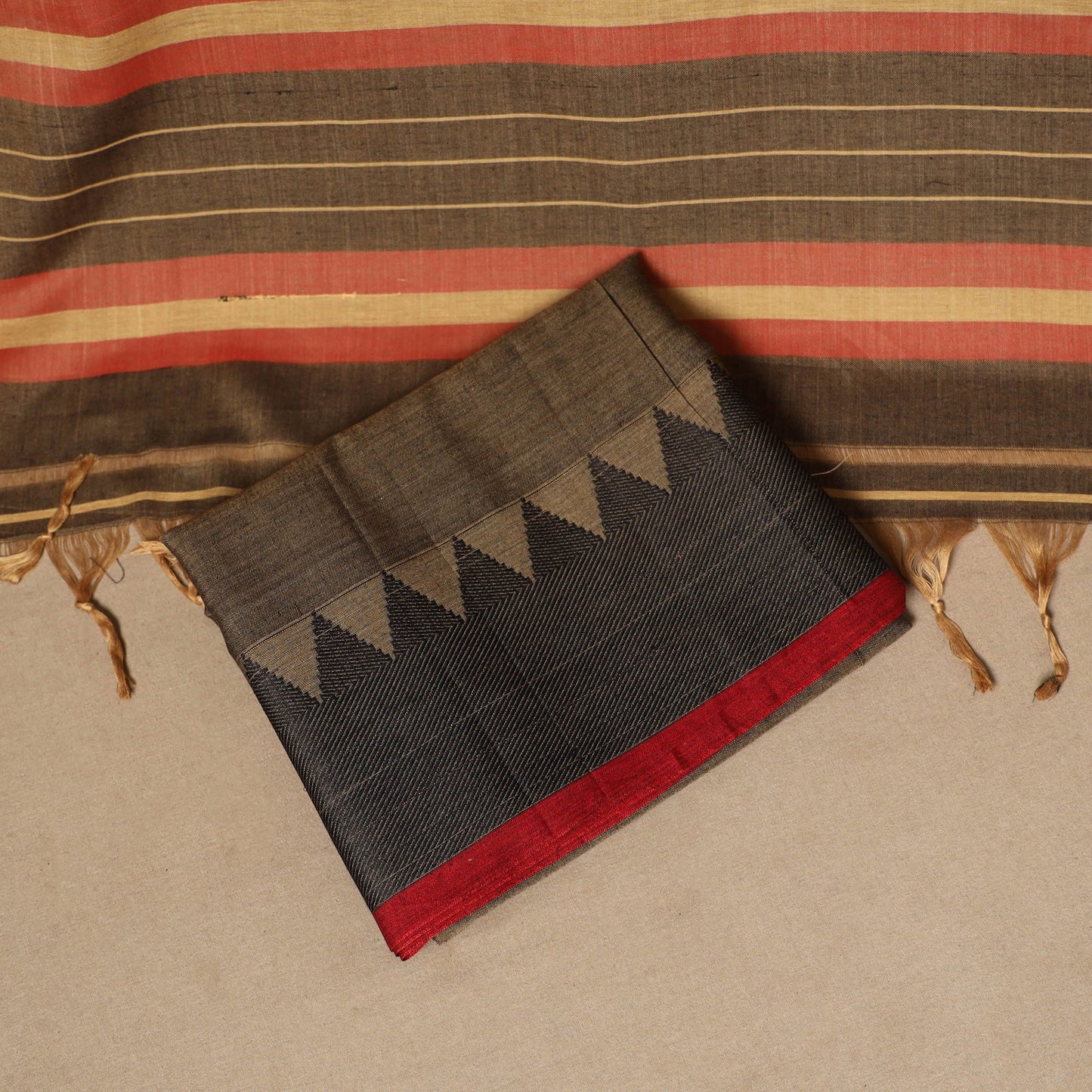 Brown - 3pc cotton unstitched dharwad dress material