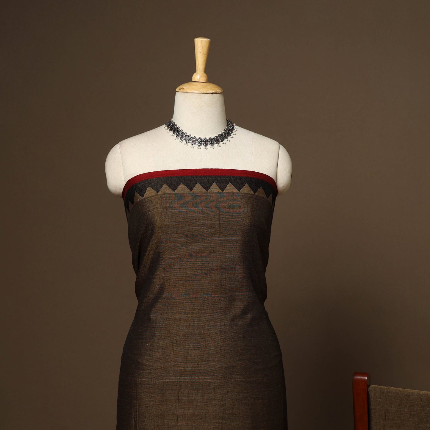 Brown - 3pc cotton unstitched dharwad dress material