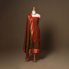 Brown - 3pc cotton unstitched dharwad dress material