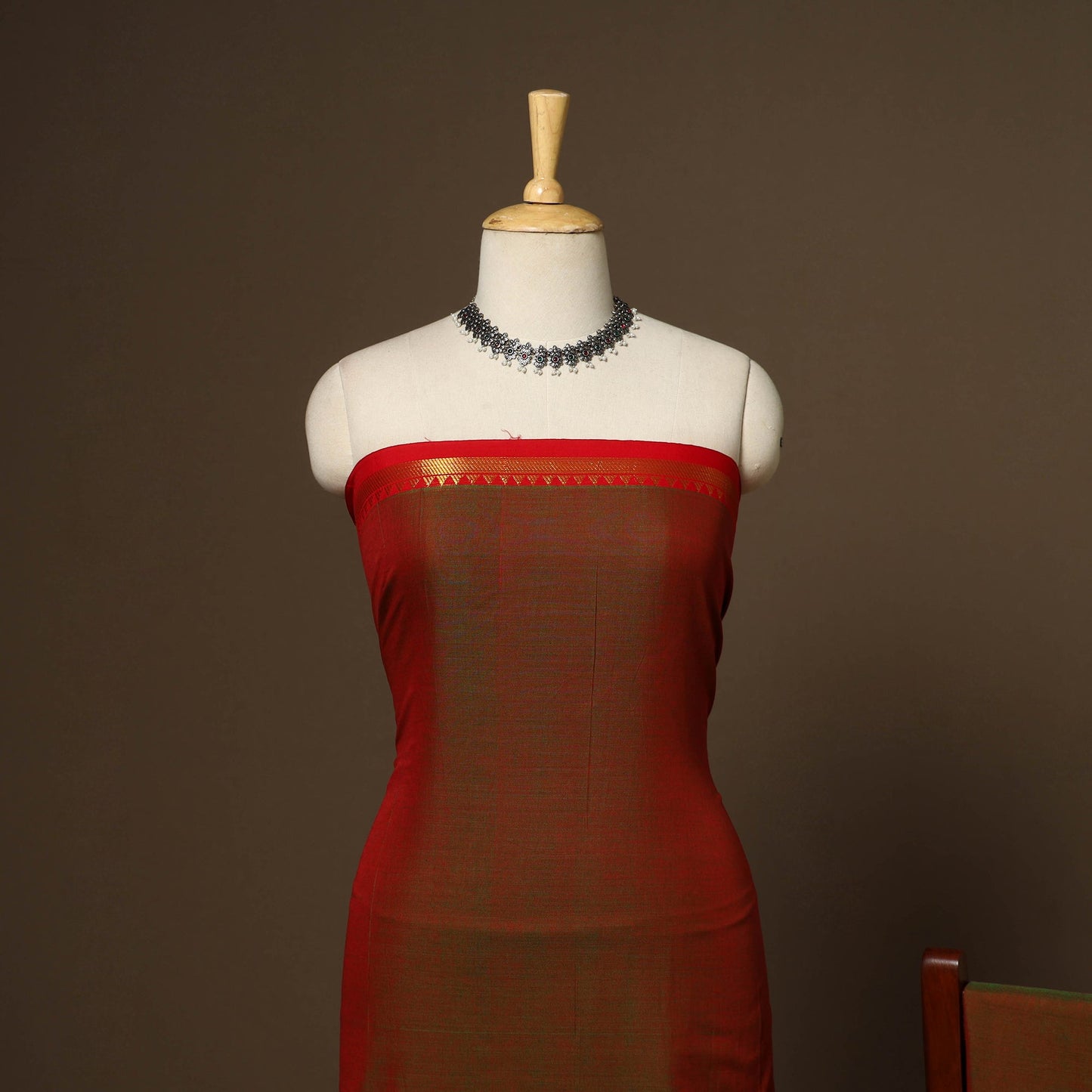 Brown - 3pc cotton unstitched dharwad dress material