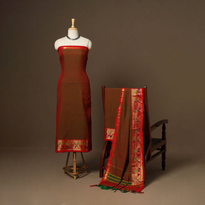 Brown - 3pc cotton unstitched dharwad dress material