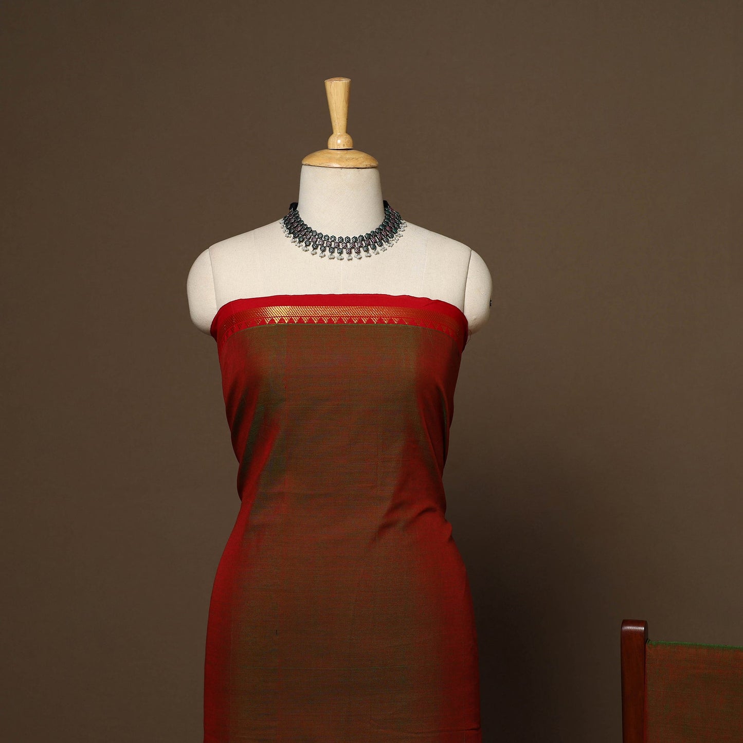 Brown - 3pc cotton unstitched dharwad dress material