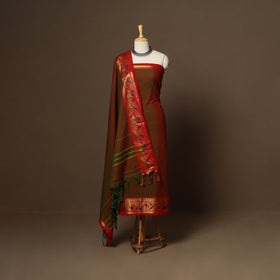 Brown - 3pc cotton unstitched dharwad dress material