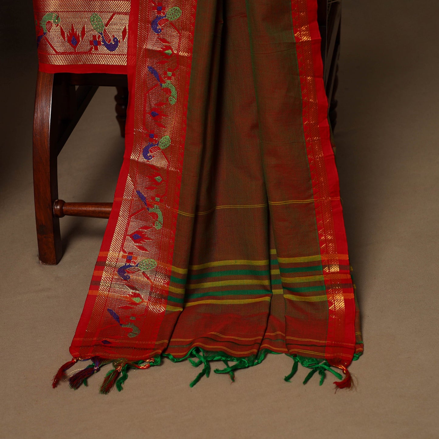 Brown - 3pc cotton unstitched dharwad dress material